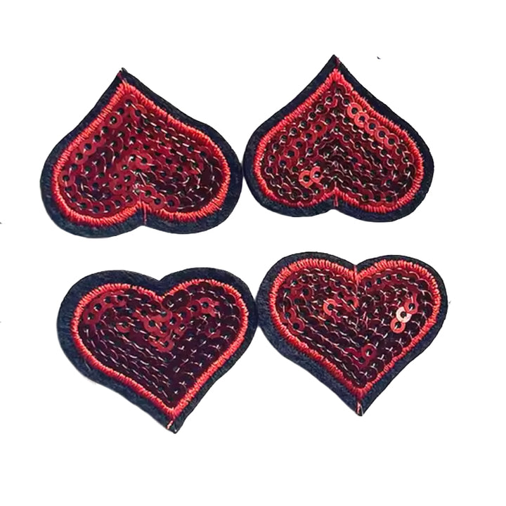 Small Sequin Heart  - Iron On Patch