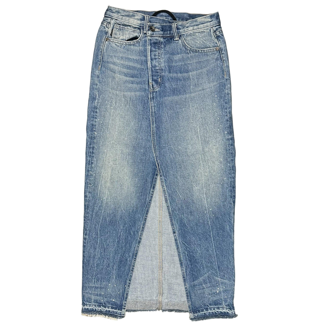 Helmut Lang USA Distressed Crossover Denim Maxi Skirt - Size 26