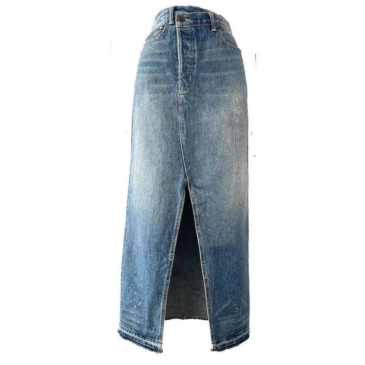 Helmut Lang USA Distressed Crossover Denim Maxi Skirt - Size 26
