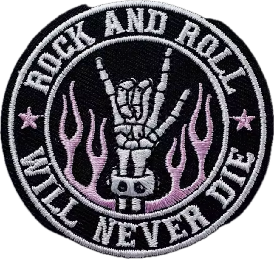 Rock & Roll Will Never Die-  Embroidered Iron On Patch