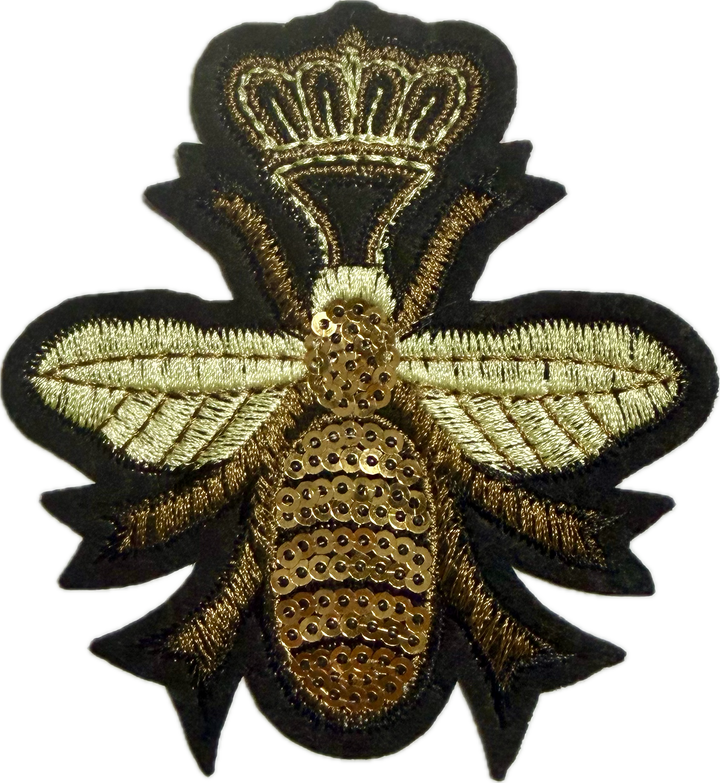 Golden Queen Bee Sequin & Embroidered Iron On Patch