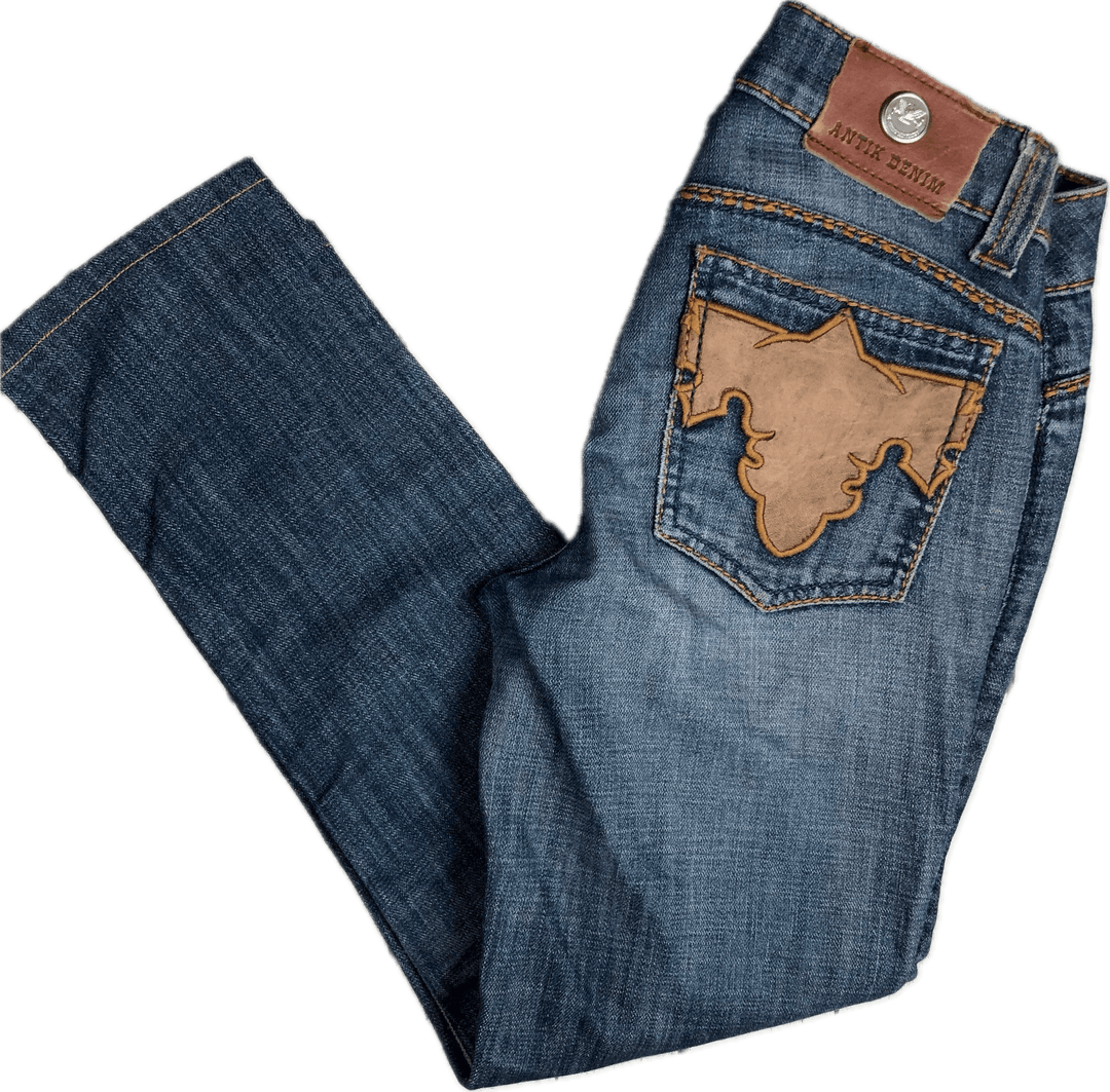 Antik Denim USA Leather Applique Flap Pocket Jeans- Size 24 Short - Jean Pool
