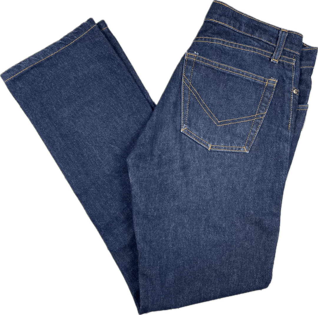 Australian Made Bettina Liano High Rise Button Fly Straight Jeans Siz Jean Pool