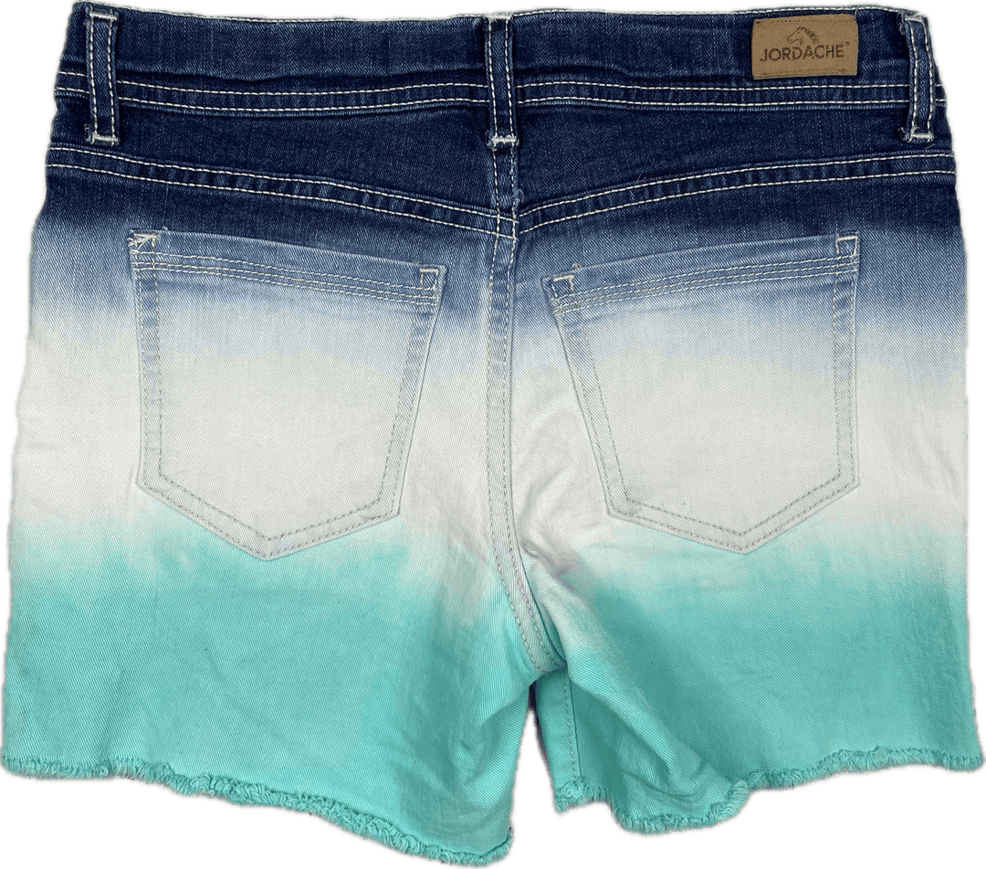 Girls Jordache dip Dye Embroidered Denim Shorts - Size 14 Years - Jean Pool