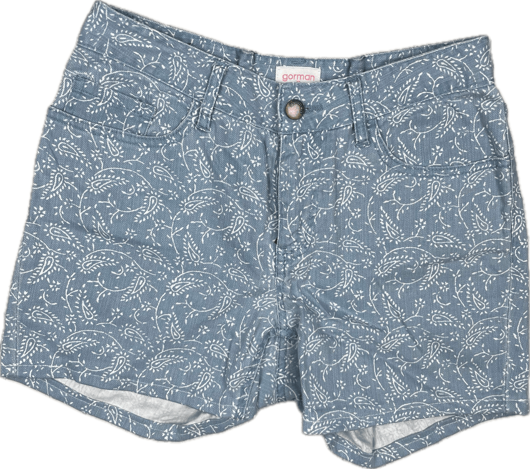 Gorman Paisley Print Denim Shorts - Size 9/10 - Jean Pool
