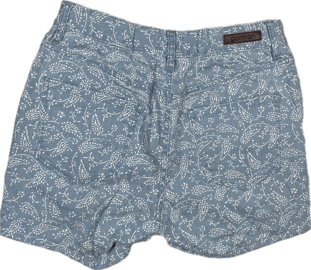 Gorman Paisley Print Denim Shorts - Size 9/10 - Jean Pool