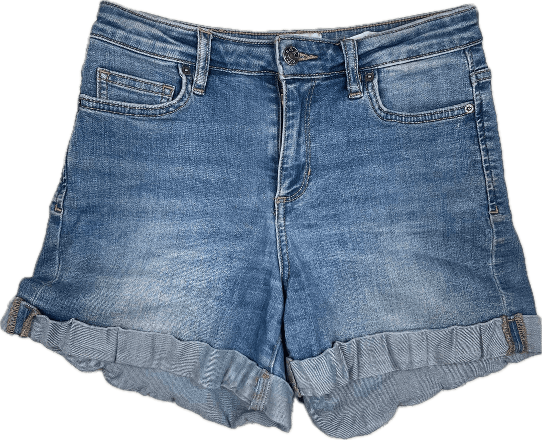 Lee Riders Ladies 'Mid Thigh Short' Cuffed Stretch Denim Shorts - Size 10 - Jean Pool