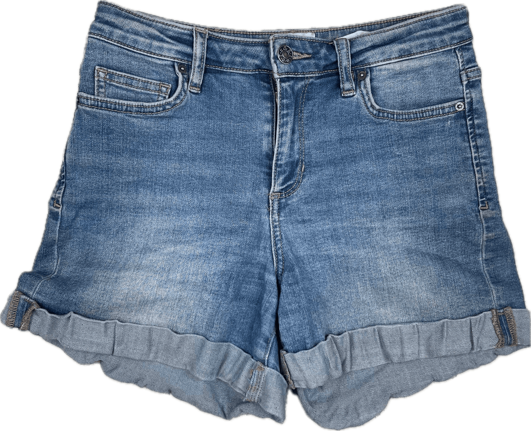 Lee Riders Ladies Mid Thigh Short Cuffed Stretch Denim Shorts Size Jean Pool