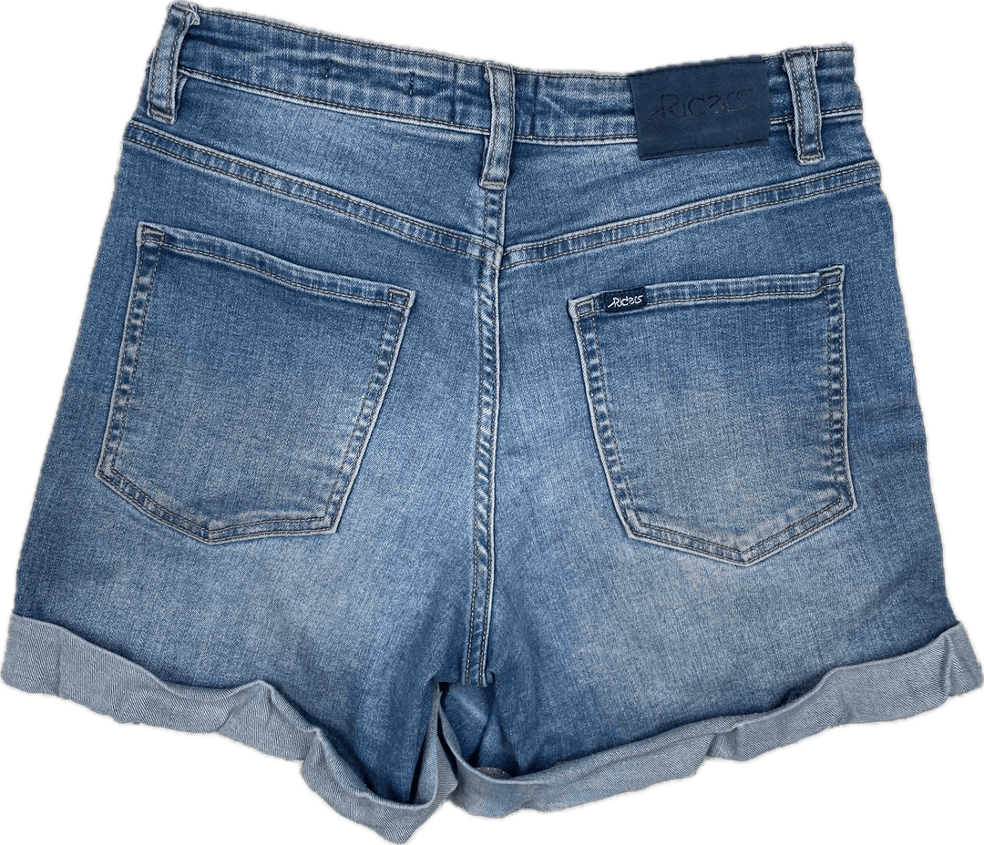 Lee Riders Ladies 'Mid Thigh Short' Cuffed Stretch Denim Shorts - Size 10 - Jean Pool