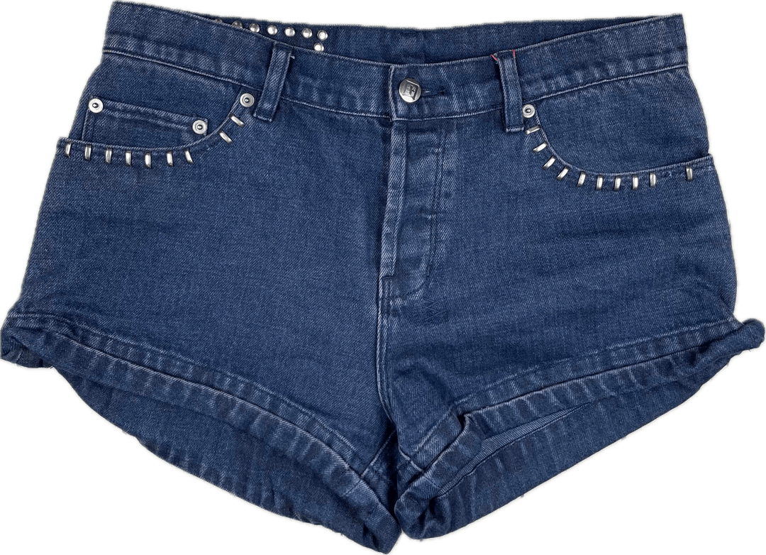 Ksubi 'Cee Cee' Navy Bipolar Studded Denim Shorts - Size 29 - Jean Pool