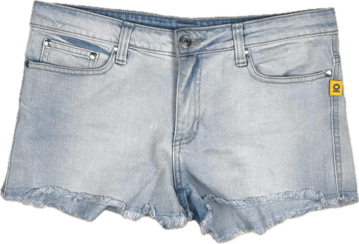 Betttina Liano Fray Hem Stretch Denim Shorts - Size 10 - Jean Pool