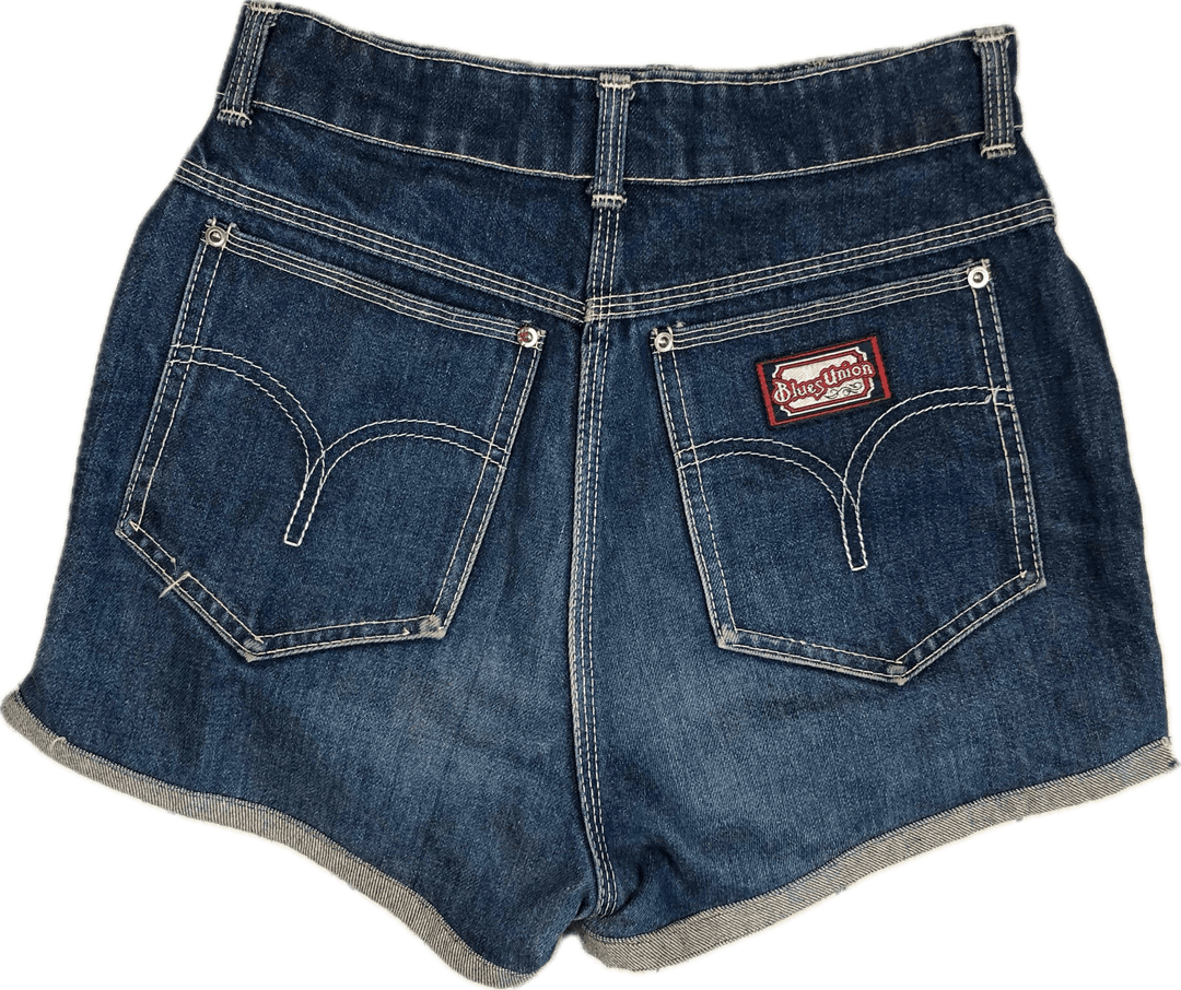 Genuine 1980's Australian Made Blue Union Vintage Denim Shorts - Size 6/8 - Jean Pool