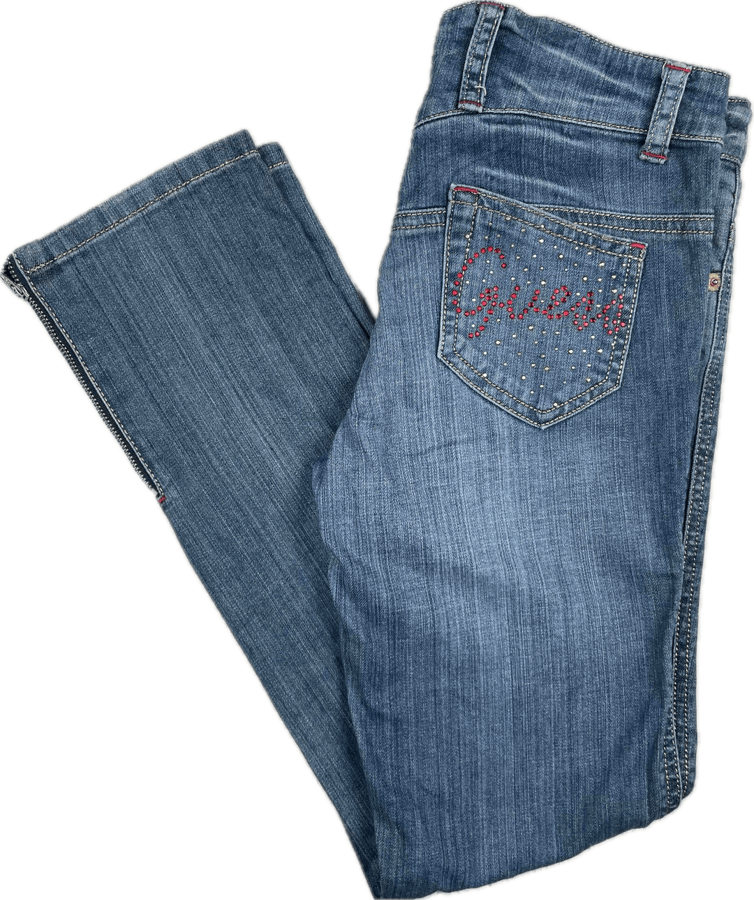 Guess Girls Crystal Logo Pocket Ankle Zip Jeans - Size 10 - Jean Pool