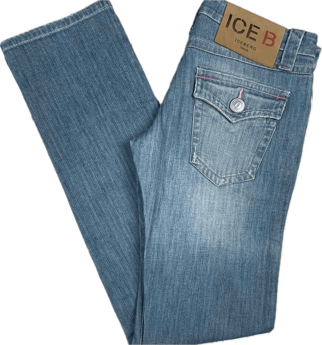 NEW - Iceberg Ice B Italian Self Stripe Straight Jeans- Size 28 - Jean Pool