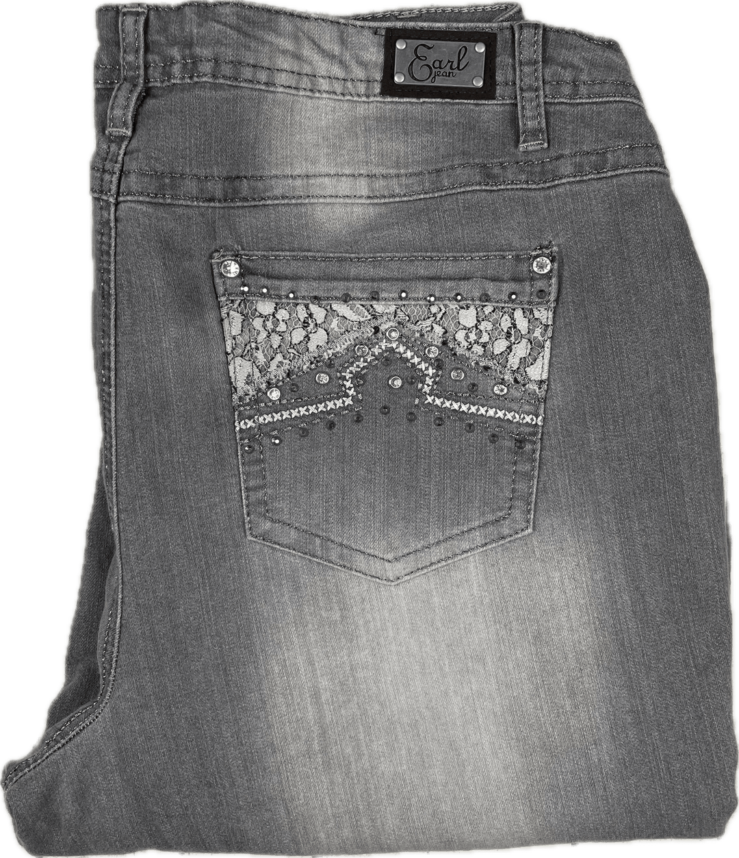 Earl USA Rhinestone & Lace Pocket Straight leg Jeans- Size 22 - Jean Pool
