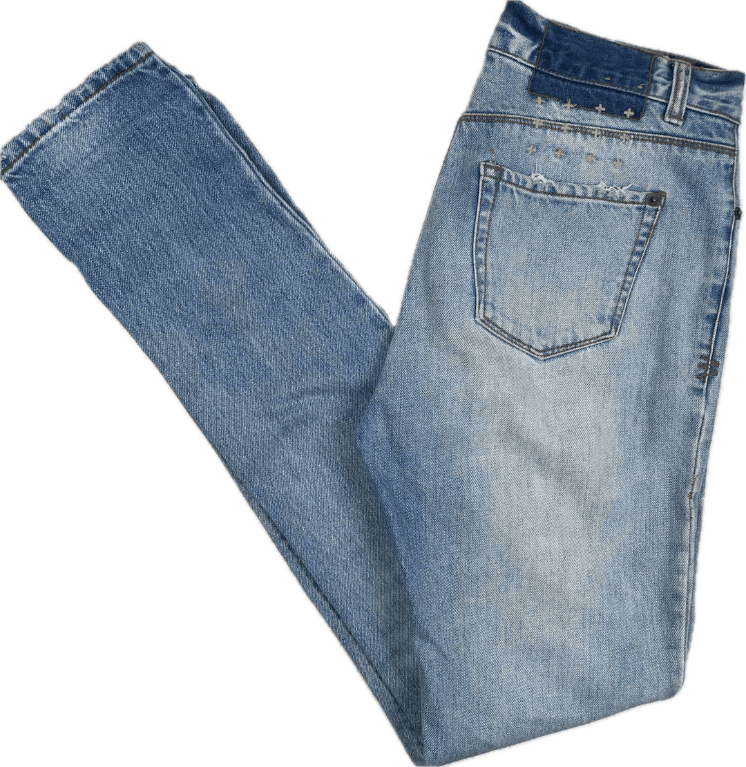 Tsubi Light Wash ‘Slim Straighties’ Busted Knee Jeans- Size 24" - Jean Pool