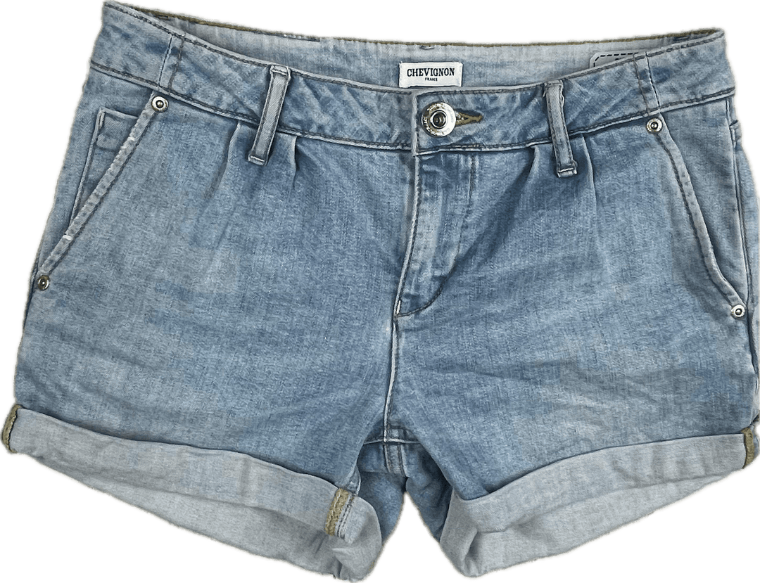 Chevignon France Cuffed Denim Ladies Shorts- Size 25 - Jean Pool