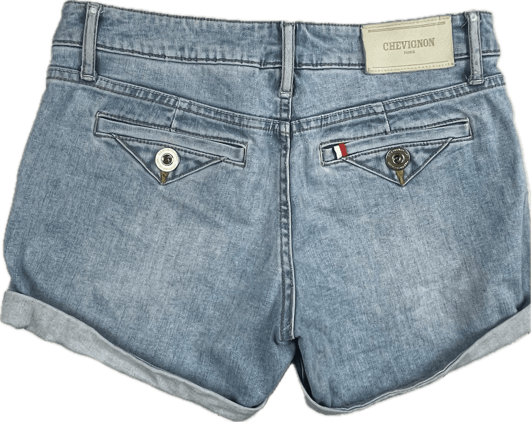 Chevignon France Cuffed Denim Ladies Shorts- Size 25 - Jean Pool