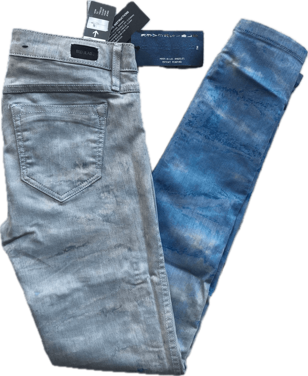 NWT - Bleulab USA ‘Detour Leggings’ Reversible Blue/Silver Jeans -Size 25 - Jean Pool