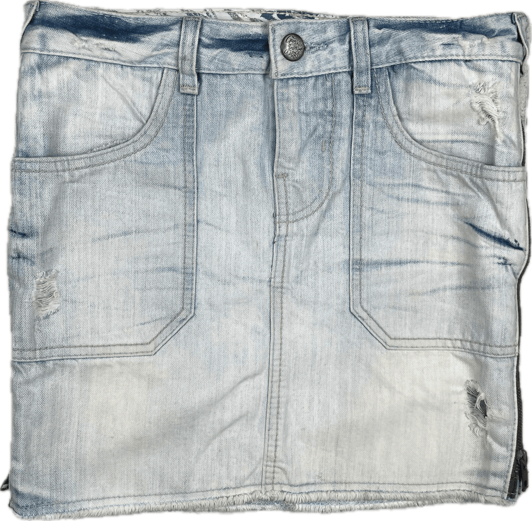 Guess Jeans Zip Side Distressed Denim Skirt - Size 27 or 9AU - Jean Pool