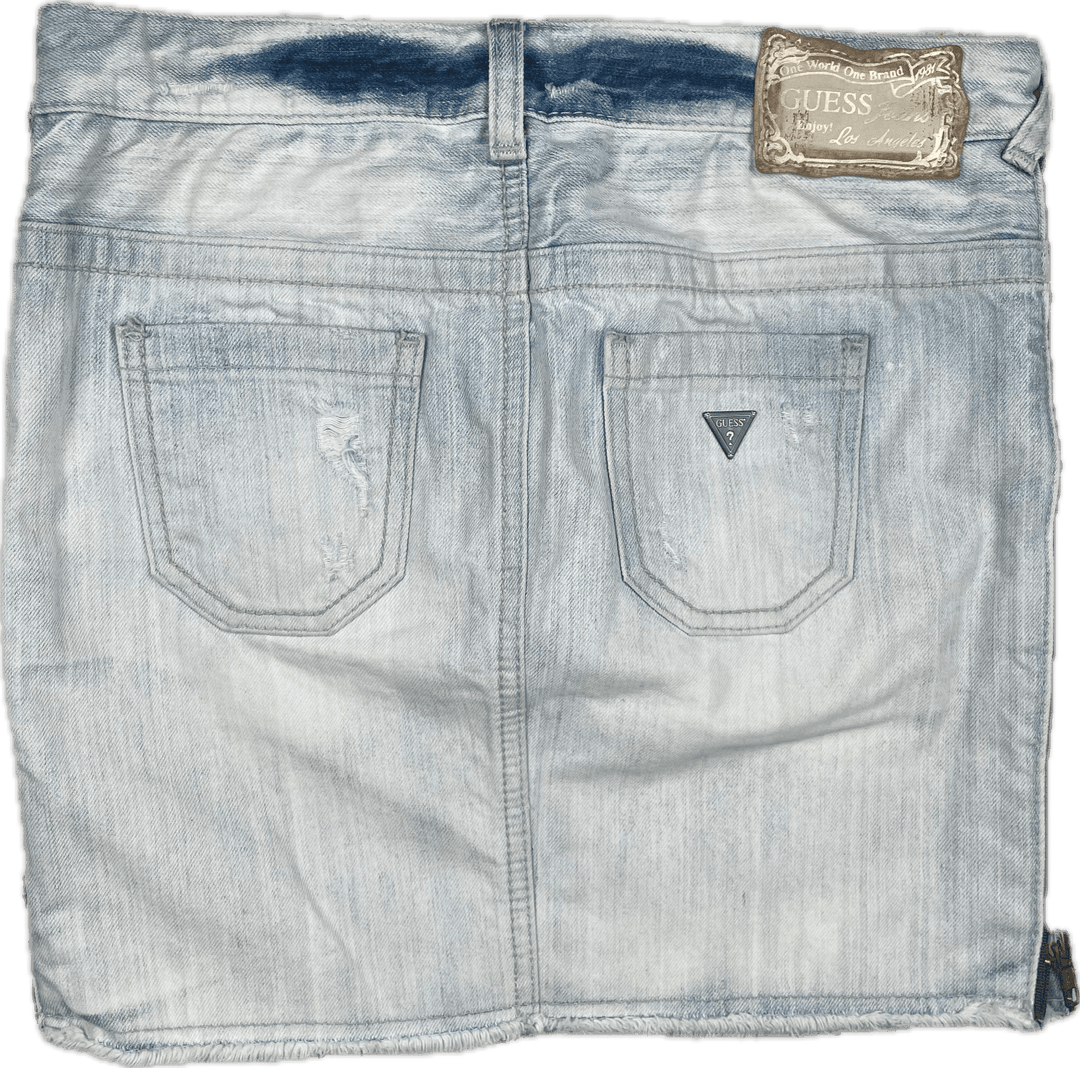 Guess Jeans Zip Side Distressed Denim Skirt - Size 27 or 9AU - Jean Pool