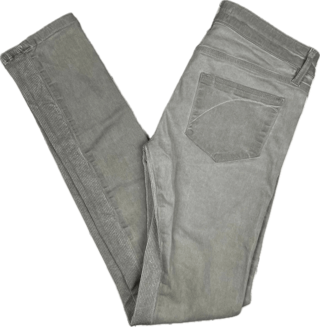 Superfine Ribbed Insert Grey Skinny Fit Italian Jeans - Size 28 - Jean Pool