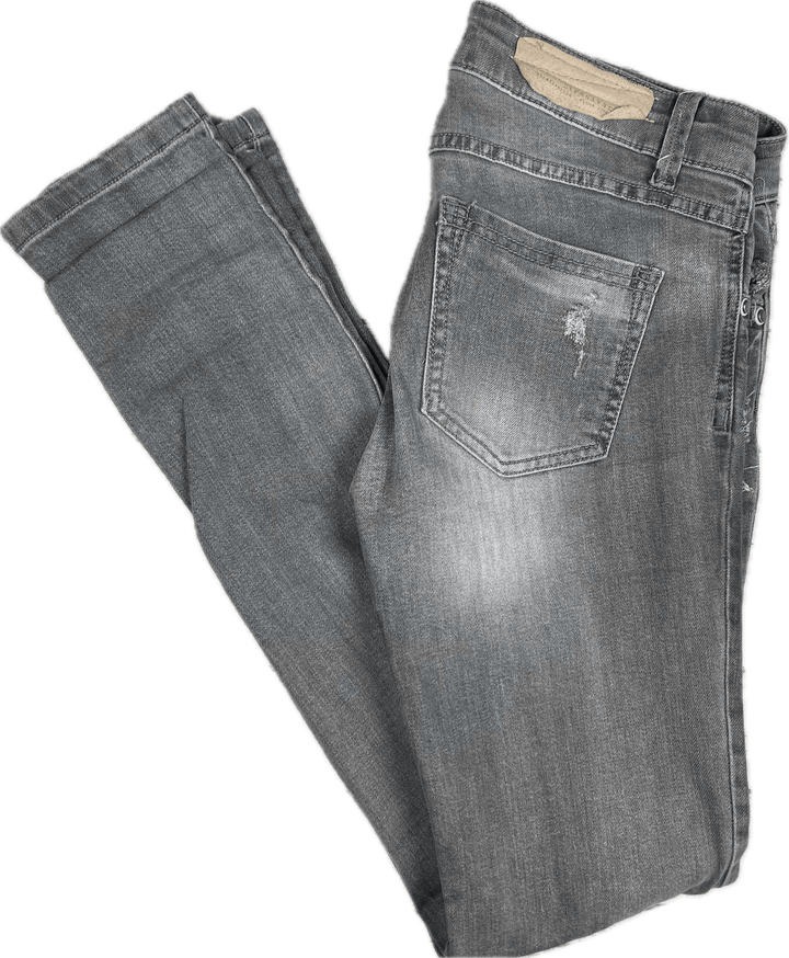 Stradivarius Grey Distressed Stretch Skinny Jeans -Size 10 - Jean Pool