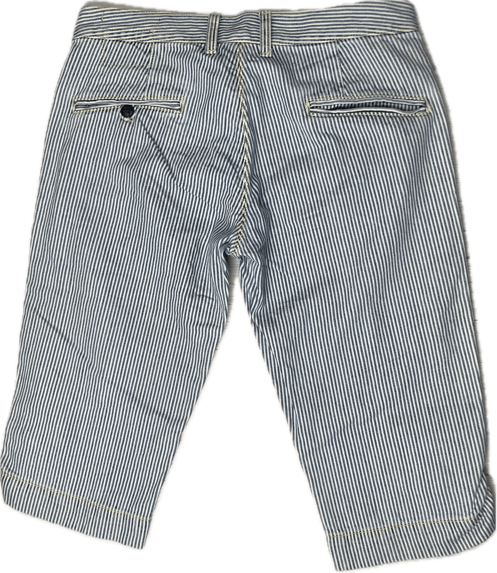 Ladies Ra-re Ticking Stripe Long Nautical Denim Shorts - Size 28 - Jean Pool