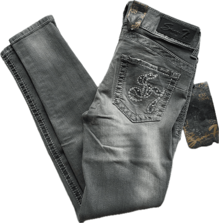 NWT- Seven7 Stretch Grey Denim Jeans Size - 28 - Jean Pool