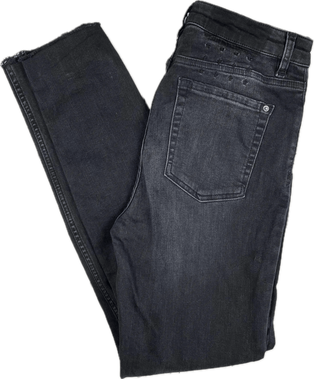 Ksubi Washed Black Busted Knee Skinny Leg Jeans- Size 30" - Jean Pool