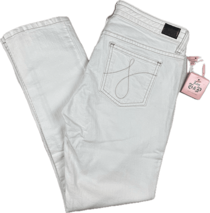 NWT -Juicy Couture 'Kate' Low Rise Slim Fit White Jeans -Size 30 - Jean Pool