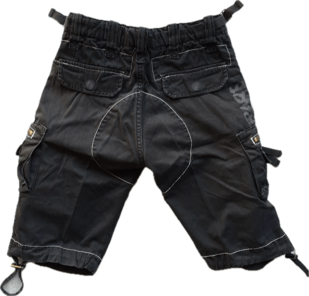 NWT - Ra-re Rag Recycle Italy Boys Black Long Cargo Shorts - Size 3 - Jean Pool