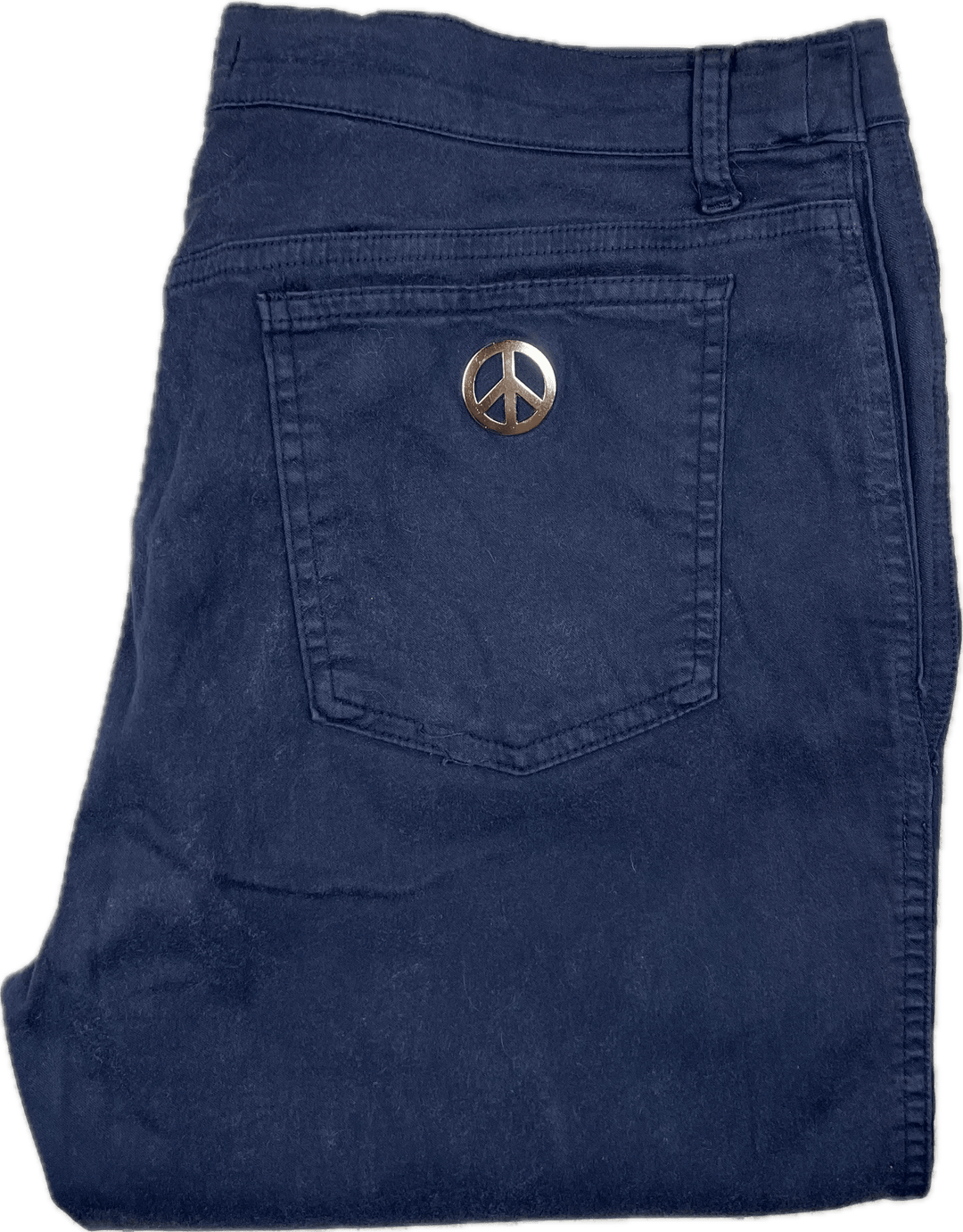 Moschino Italian Made Navy Straight Fit Jeans- Size 14 - Jean Pool