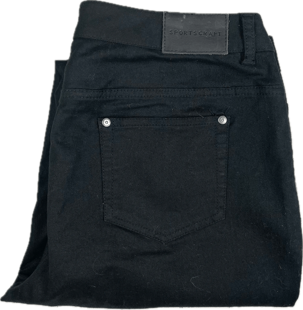 Sportscraft Black Straight Leg Crop Stretch Denim jeans - Size 15 - Jean Pool