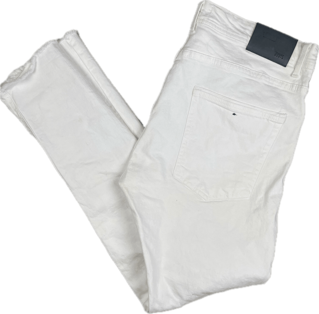 ZMDC Denim White Mens Skinny Fit Destroyed Bull Denim Jeans -Size 34 - Jean Pool