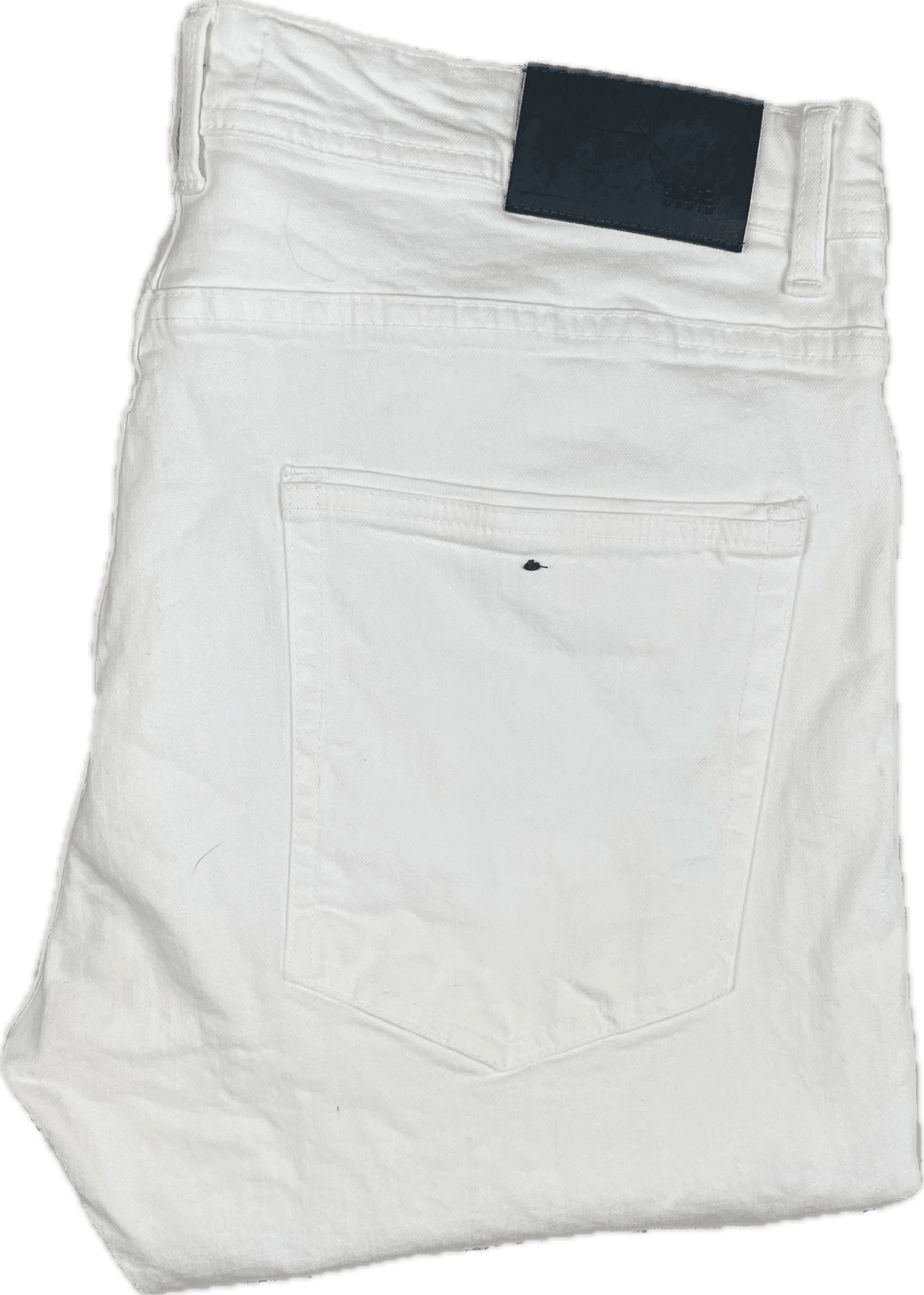 ZMDC Denim White Mens Skinny Fit Destroyed Bull Denim Jeans Size 34 Jean Pool