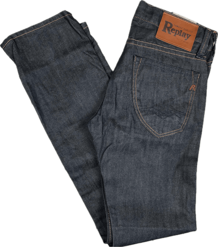 NWT - Replay Italy Mens Coated Straight Denim Jeans RRP $249.00- Size 28/32 - Jean Pool