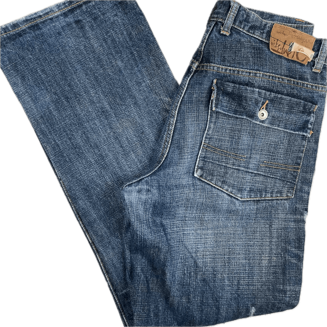 Quiksilver Mens Regular Fit Distressed Jeans - Size 32 - Jean Pool