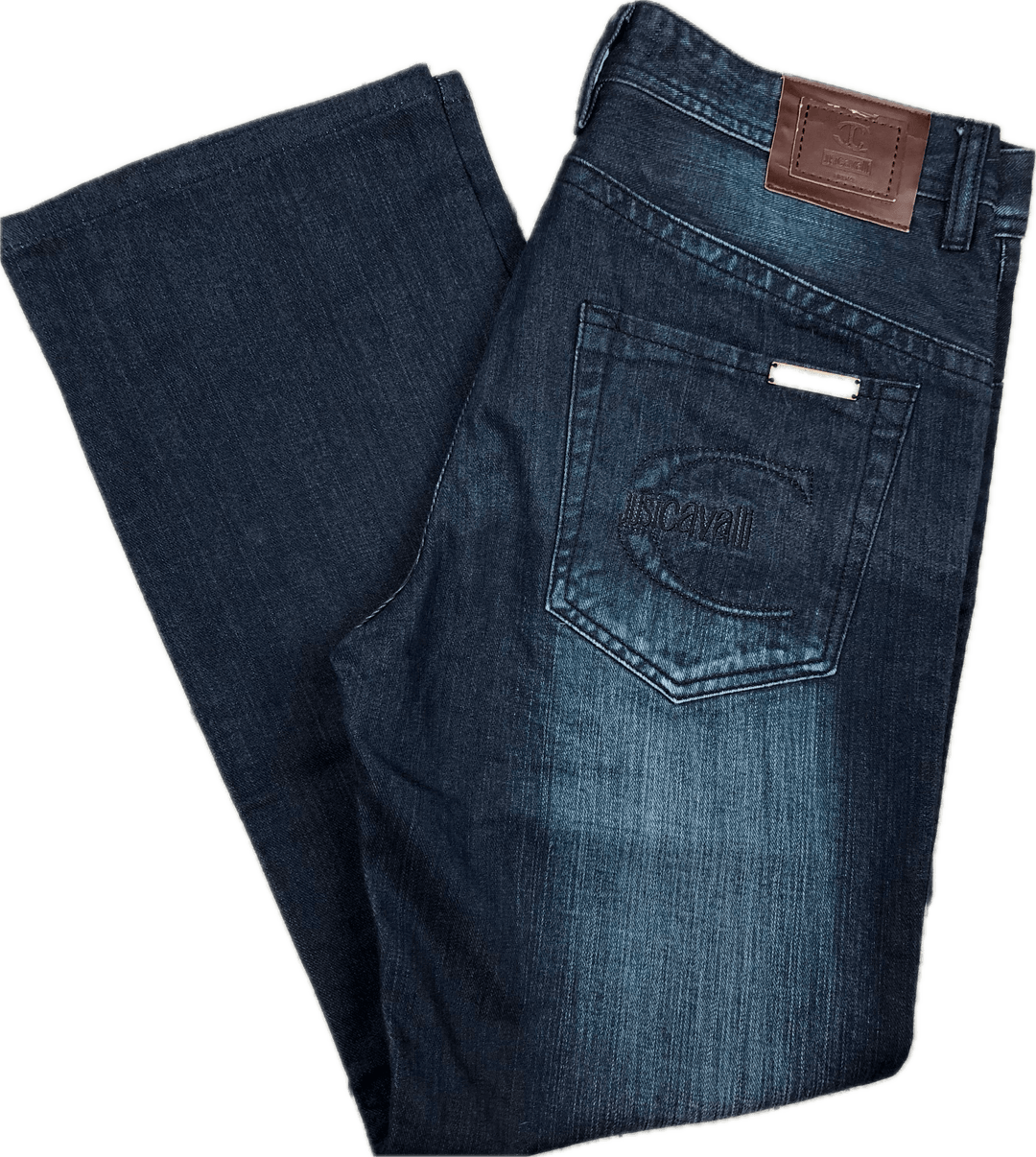 Just Cavalli Italian Dark Wash Distressed Jeans - Size 33 - Jean Pool