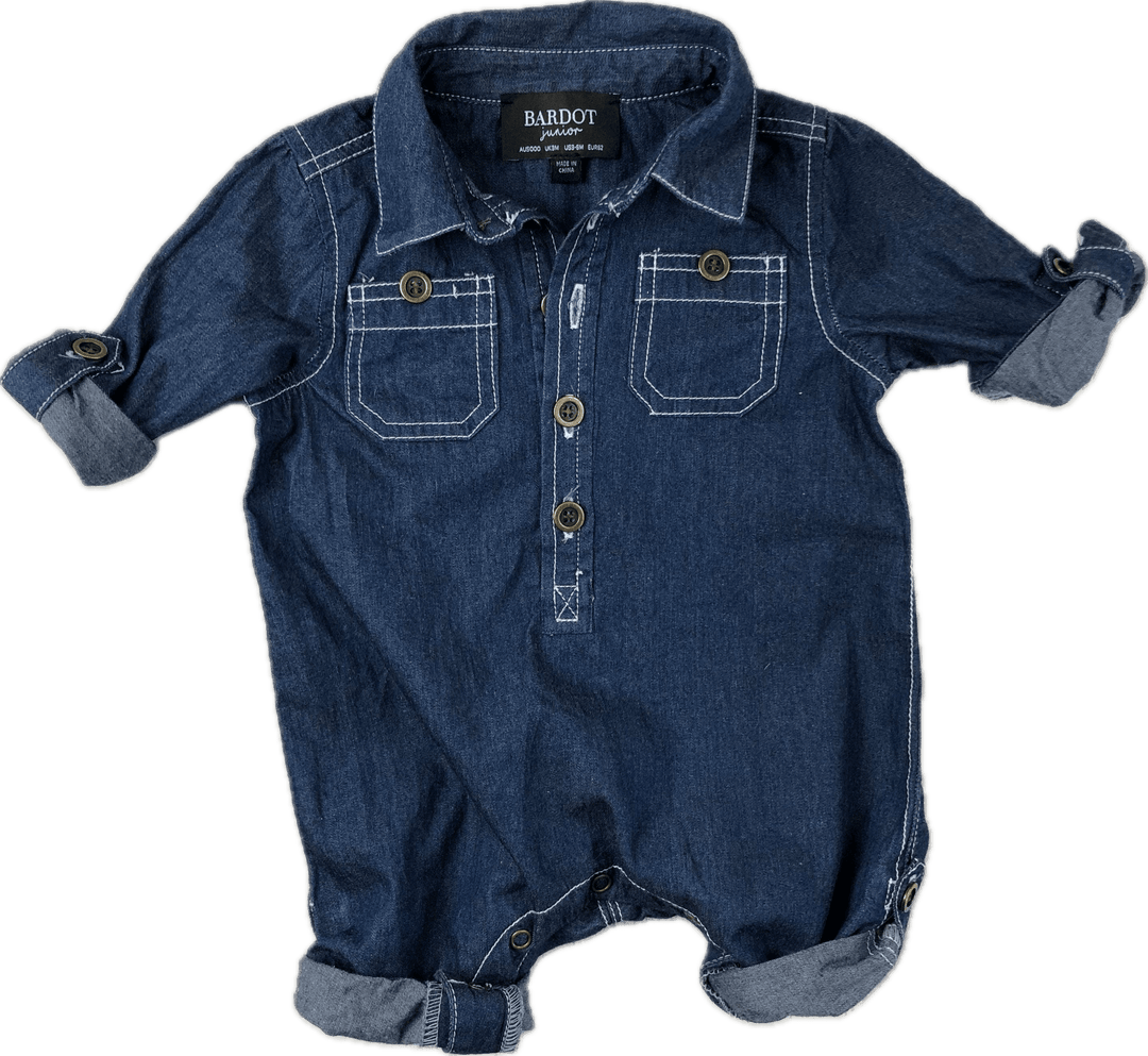 Bardot Junior Denim Boilersuit Jumpsuit- Size 3M - Jean Pool