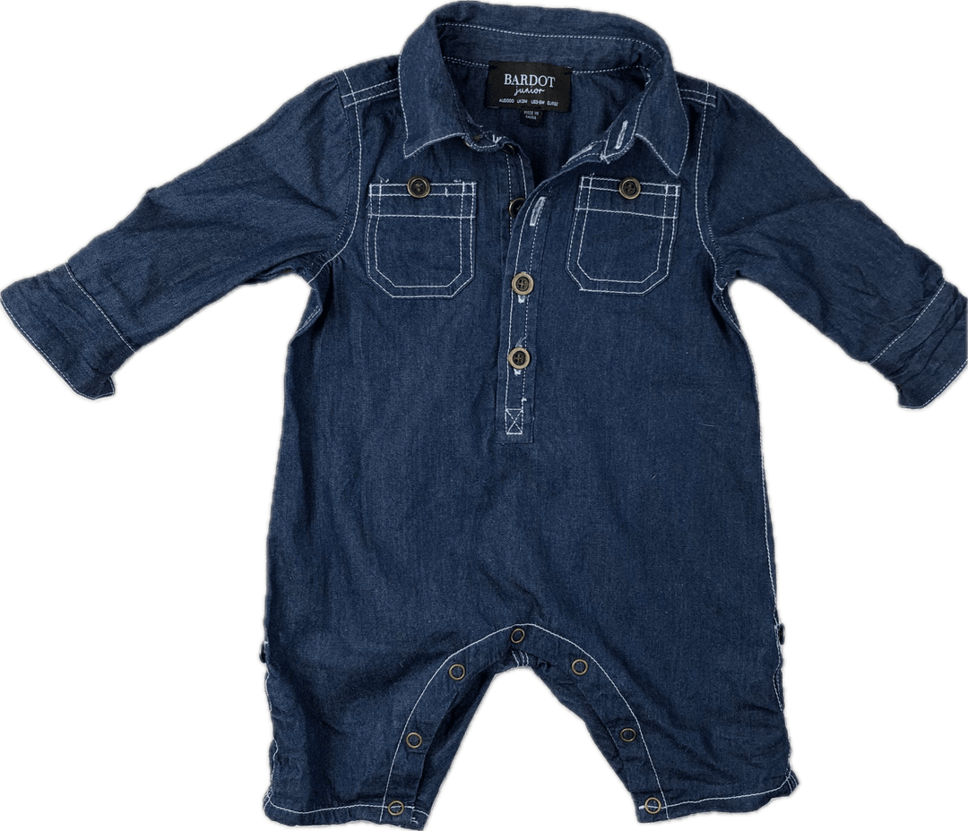 Bardot Junior Denim Boilersuit Jumpsuit- Size 3M - Jean Pool