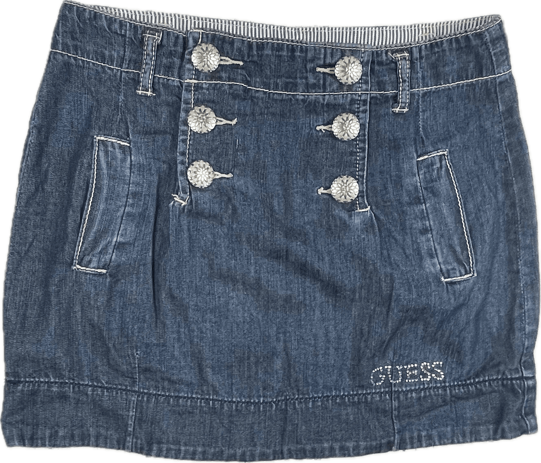 Guess Girls Denim Sailor Styled Mini Skirt- Size 12Y - Jean Pool