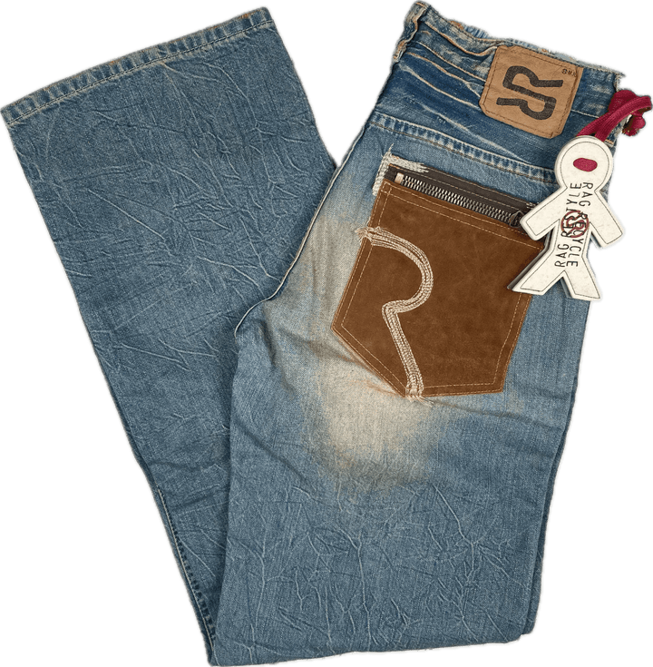 NWT - RA-RE Italian Boys 'Bordone' Distressed Leather Pocket Jeans - Size 14 - Jean Pool