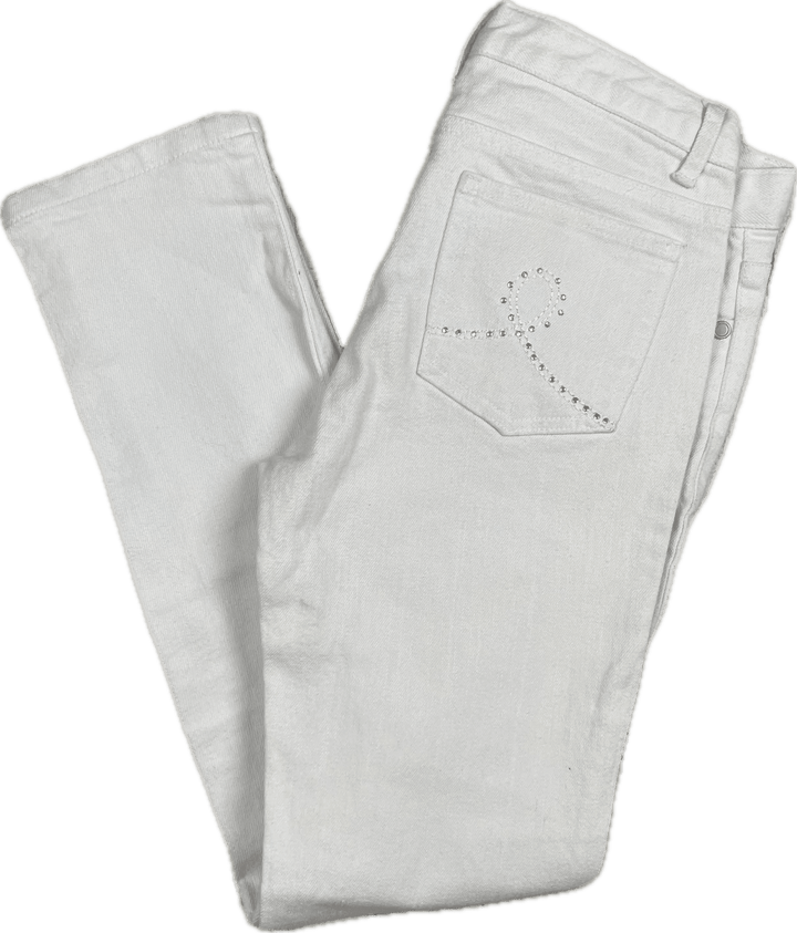 Fiorucci White Stretch Denim Skinny Jeans - Size 10 - Jean Pool