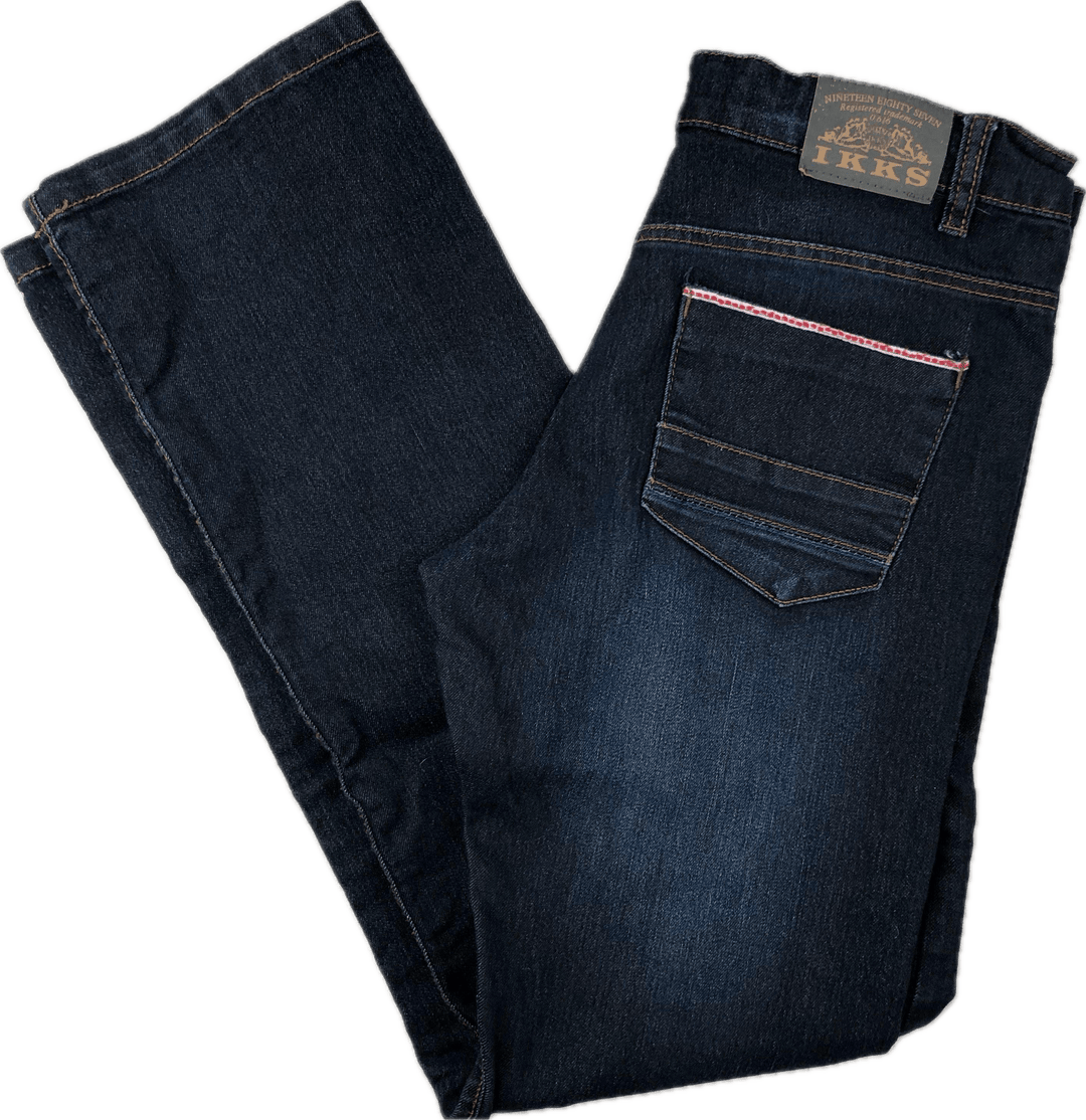 IKKS Classic Dark Wash Straight Leg Stretch Jeans- Size 12Y - Jean Pool