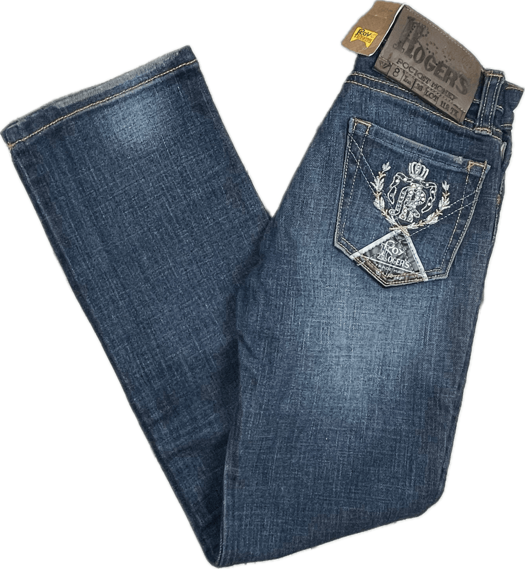 NWT- Roy Rogers Italian ‘Beba’ Children's Slim Fit Logo Jeans - Size 8 - Jean Pool