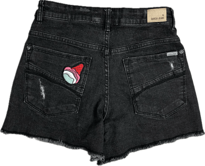 Girls Garcia Jeans Embroidered Patch Denim Shorts- Size 12 - Jean Pool