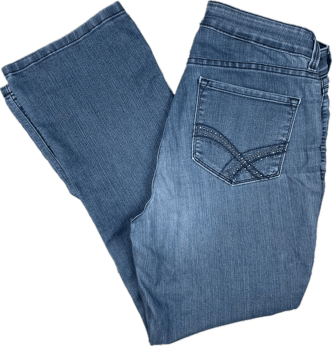 NYDJ Blue Wash 'Tummy Tuck' Straight Crystal Pocket Jeans -Size 10US or 14AU - Jean Pool