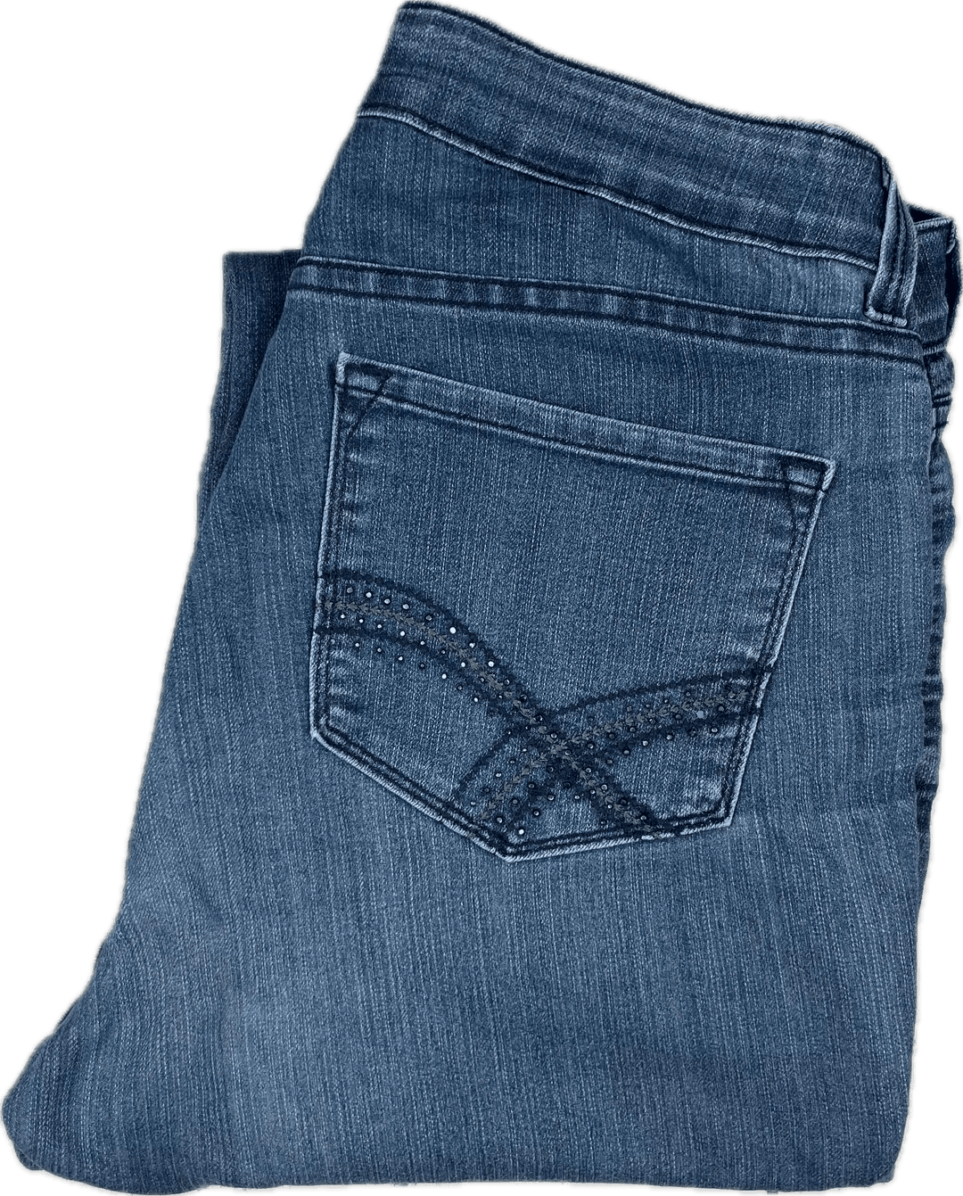 NYDJ Blue Wash 'Tummy Tuck' Straight Crystal Pocket Jeans -Size 10US or 14AU - Jean Pool