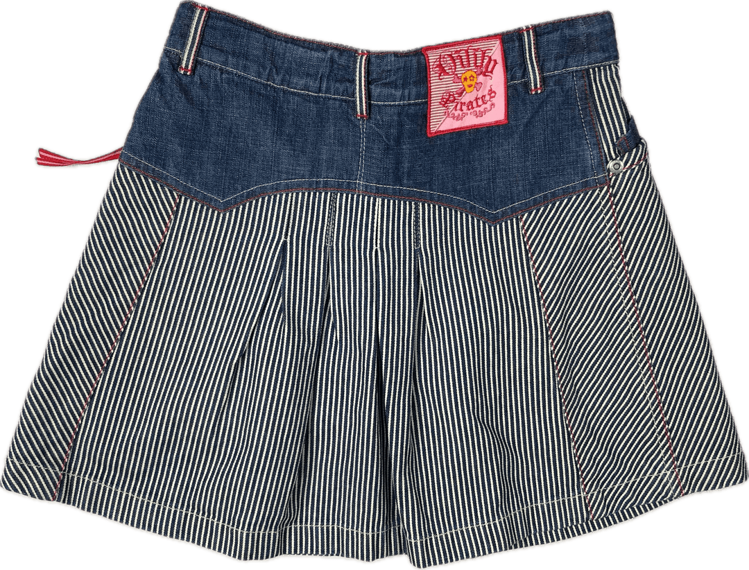 NWT - Oiliy Girls Denim A line 'Pirates' Skirt - Size 6 - Jean Pool